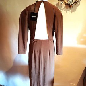 NWT! M@ss Brown Cut-Out Back Midi Dress - S